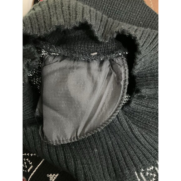 VTG Womens Sparkly Geometric Print Sweater M Black Silver Embroidered 80s 90s - Picture 4 of 7